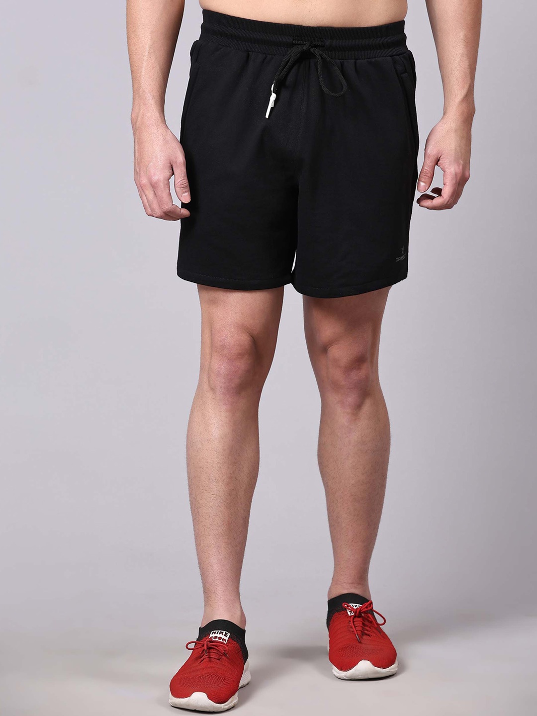 

Dpassion Men Mid-Rise Running Sports Shorts, Black