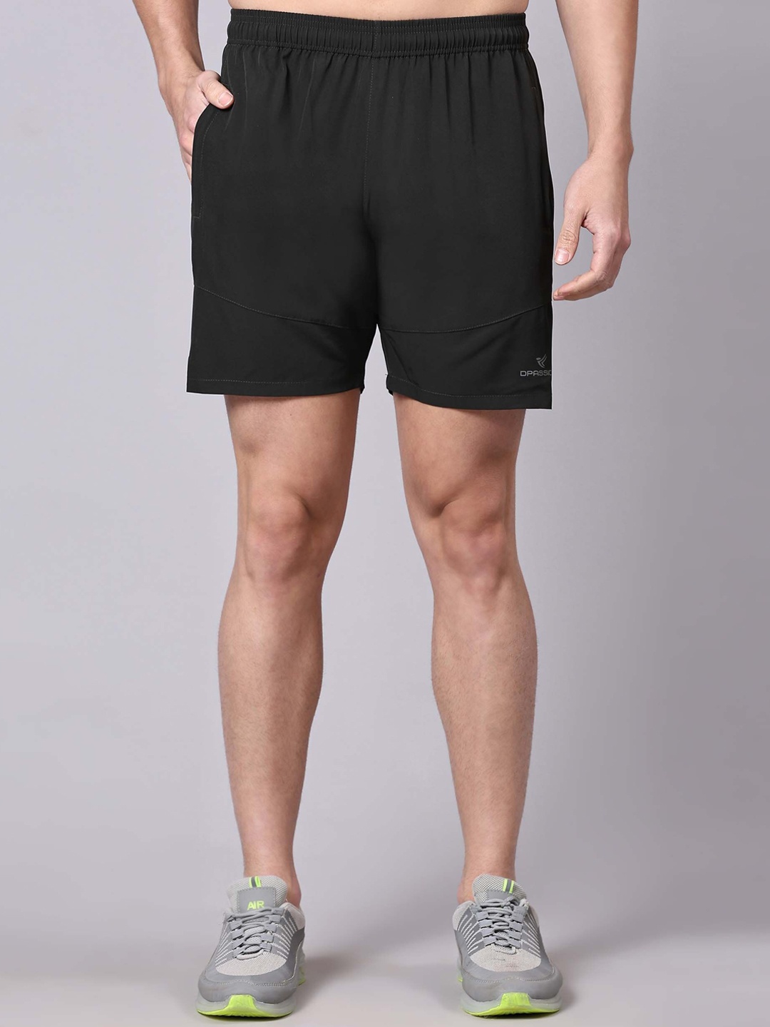 

Dpassion Men Mid Rise Running Sports Shorts, Olive