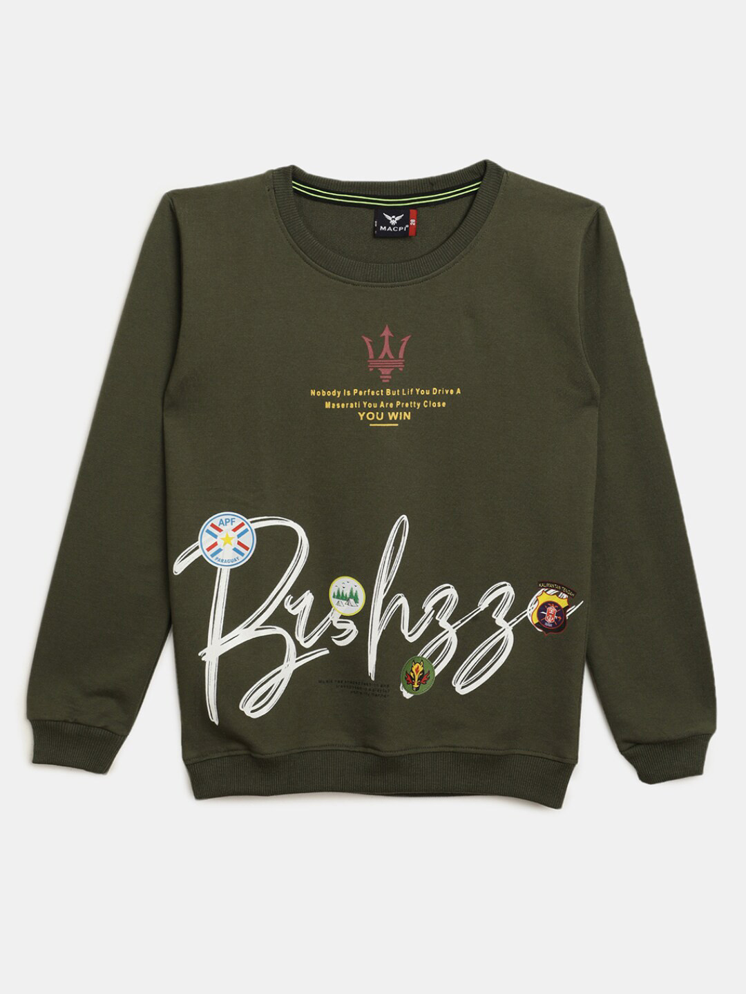 

V-Mart Boys Typography Printed Cotton T-shirt, Olive
