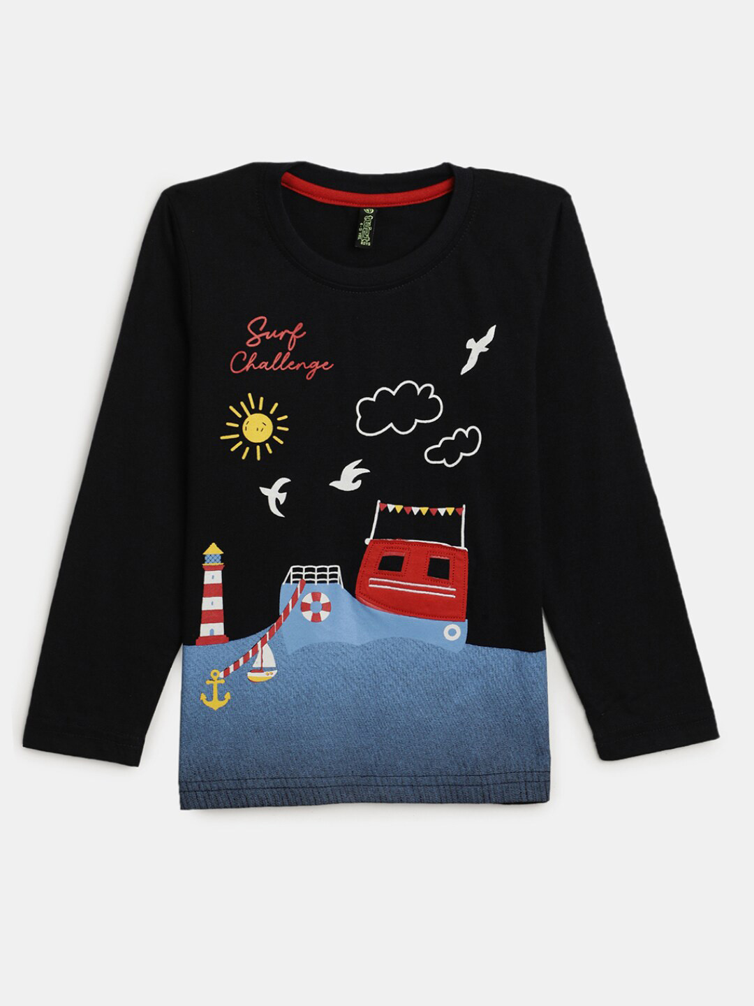 

V-Mart Boys Printed Cotton T-shirt, Black