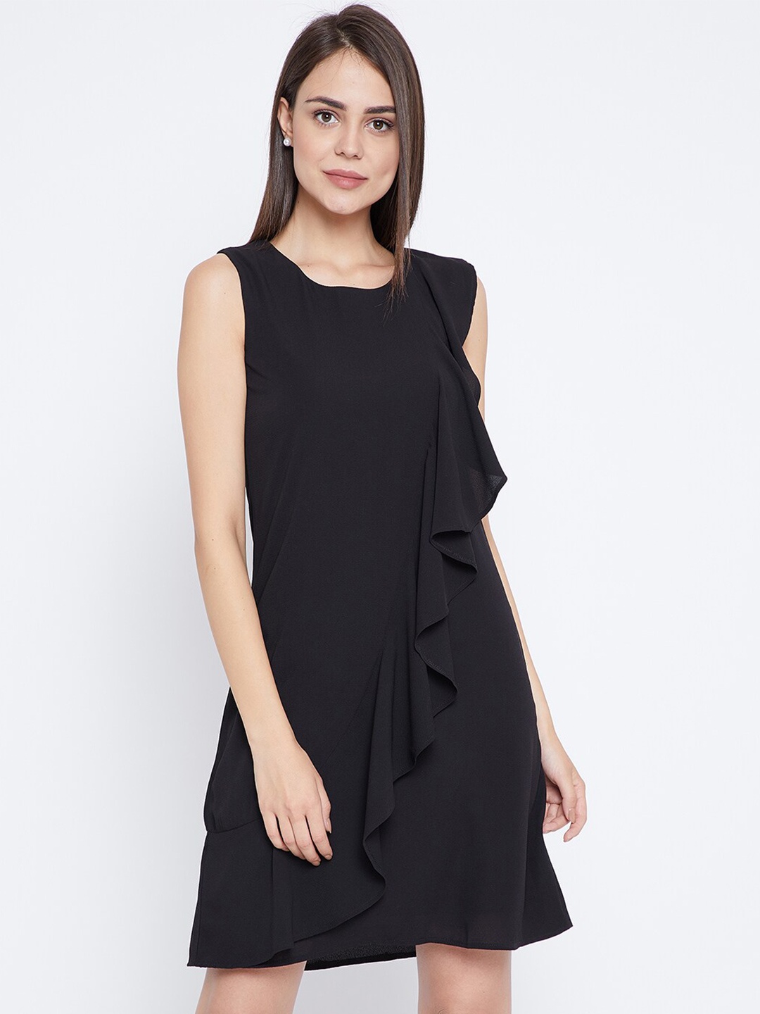 

Zastraa Crepe A-Line Dress, Black