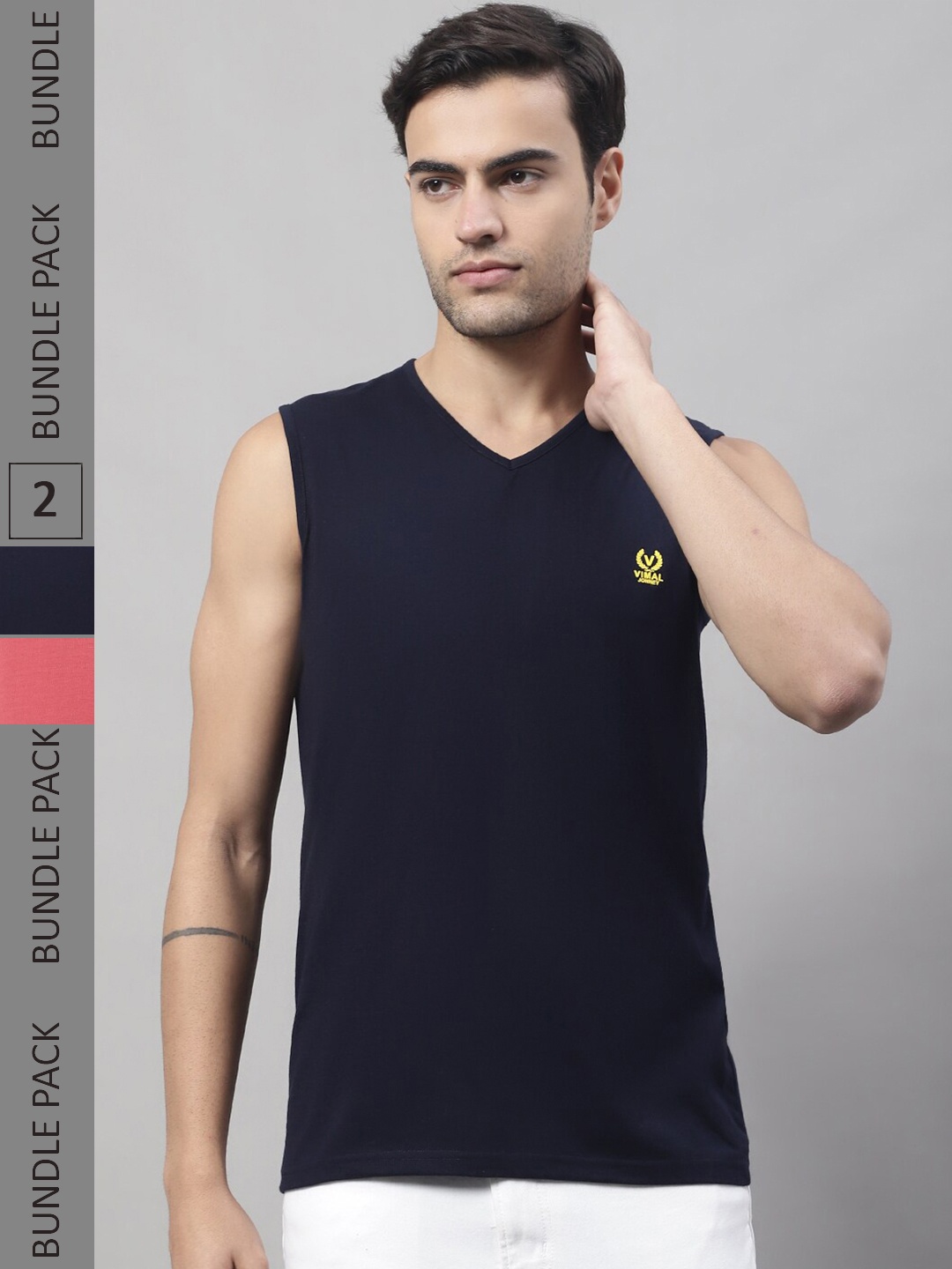 

MACK JONNEY Pack Of 2 Training Or Gym Sleeveless Cotton Vest T-shirt, Black