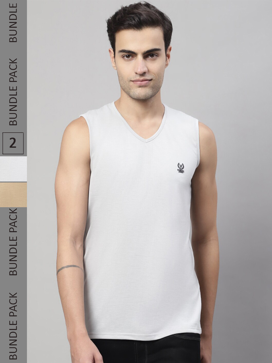 

MACK JONNEY Pack Of 2 V-Neck Cotton T-shirt, Off white
