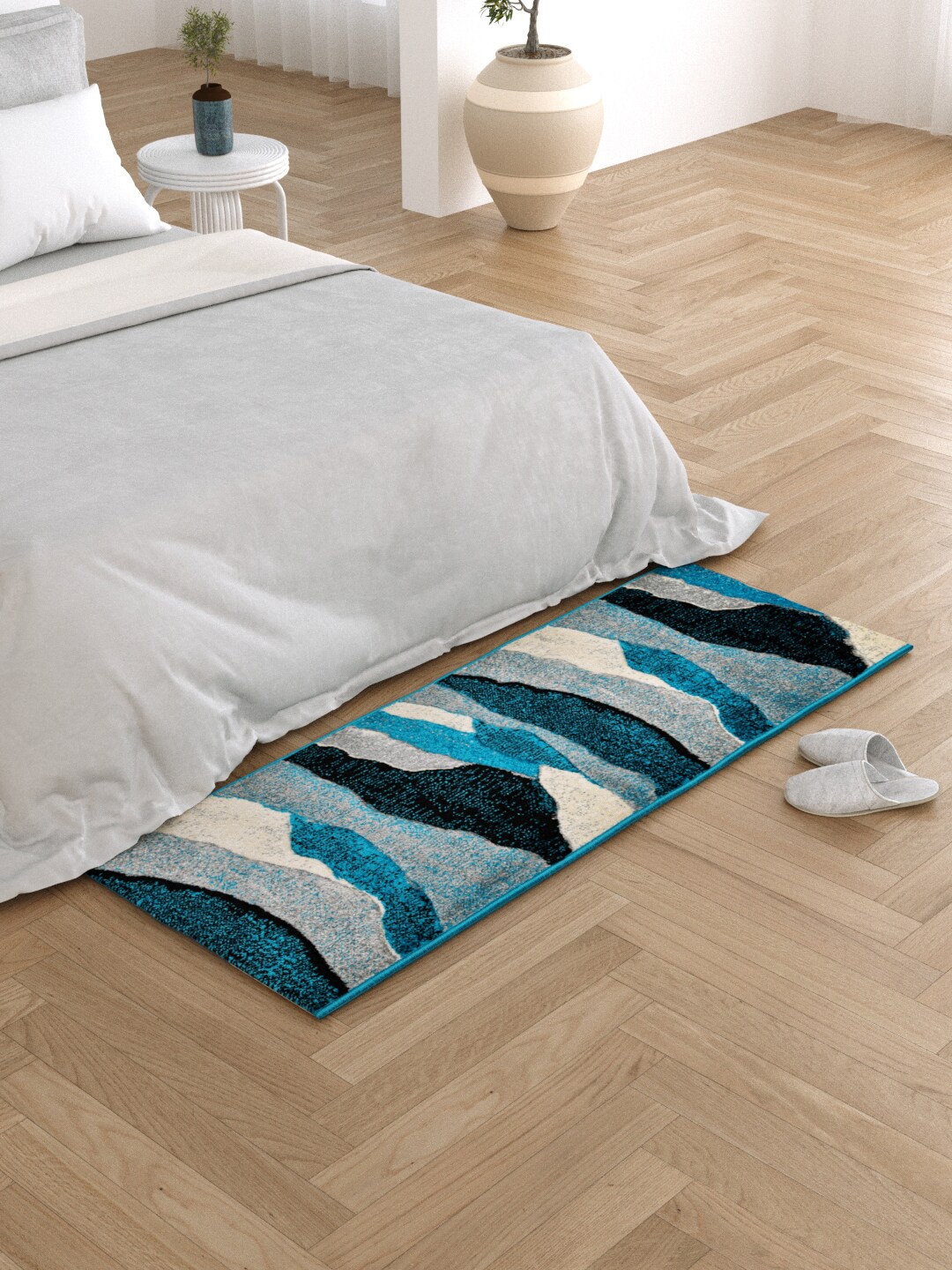 

Clasiko Blue & White Printed Anti-Skid Backing Floor Runner