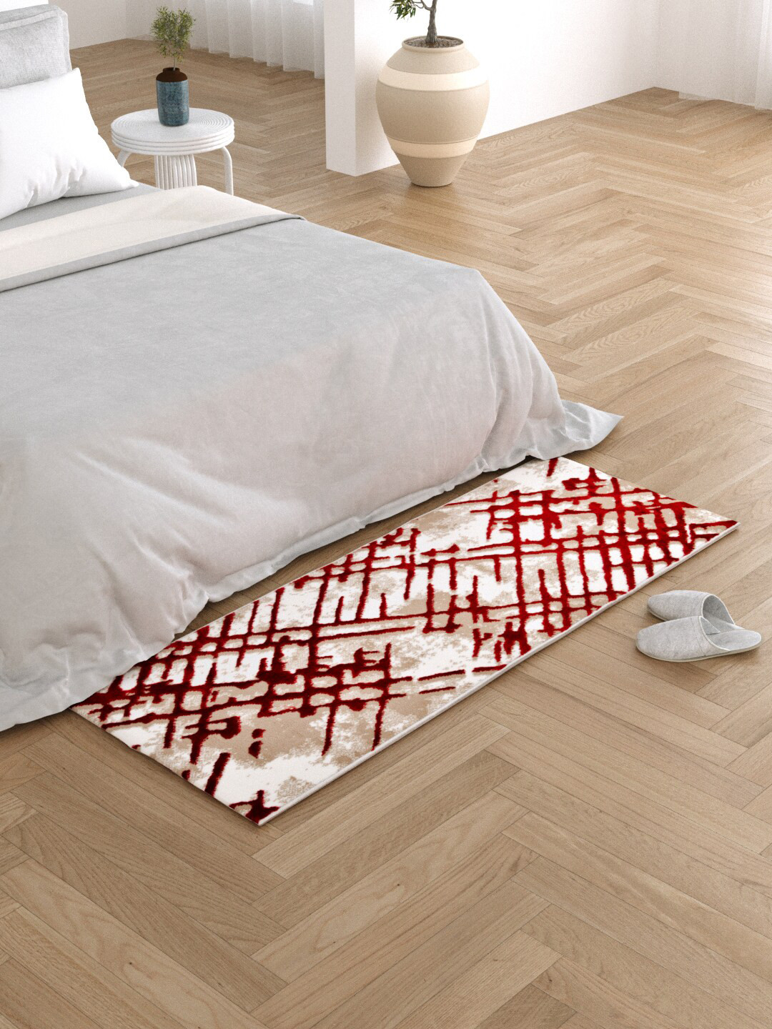 

Clasiko Maroon & Beige Printed Anti-Skid Backing Floor Runner