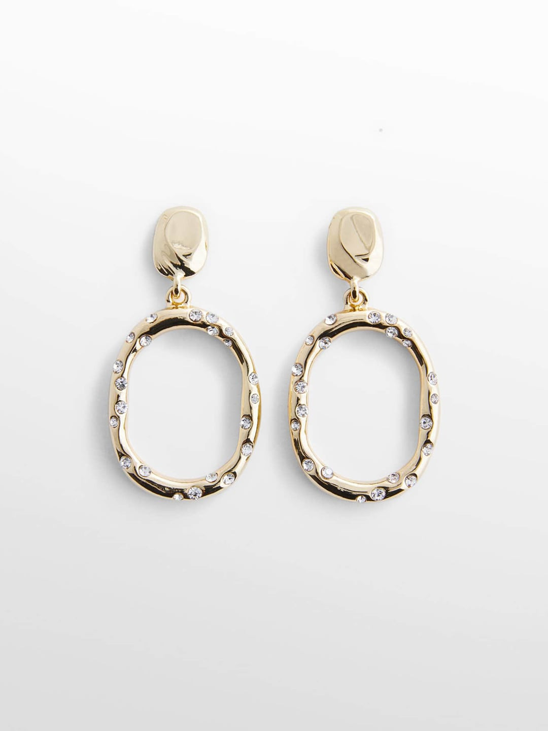

MANGO Women Artificial Stones Studded Contemporary Sustainable Drop Earrings, Gold