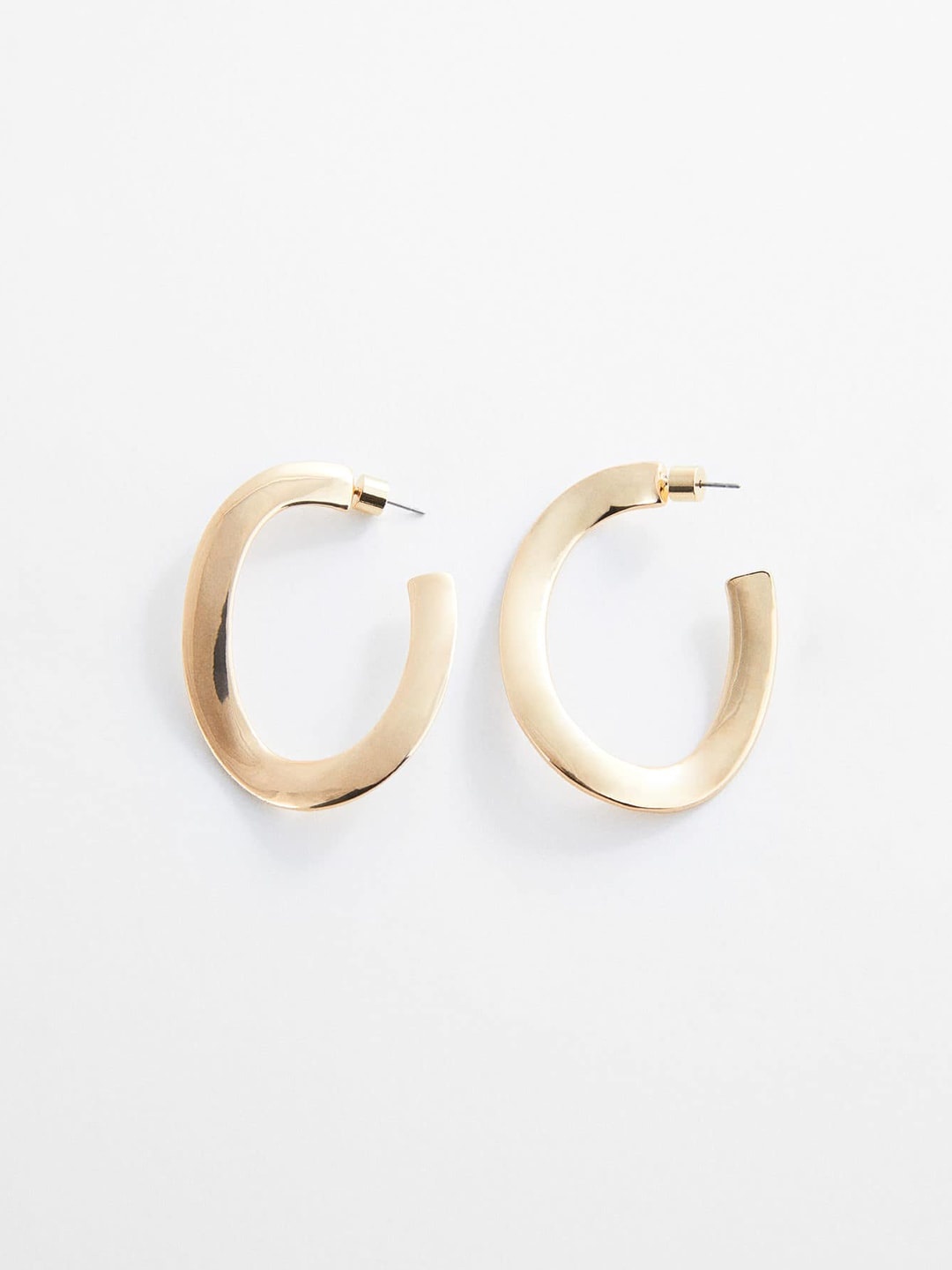 

MANGO Women Circular Shaped Sustainable Half Hoop Earrings, Gold