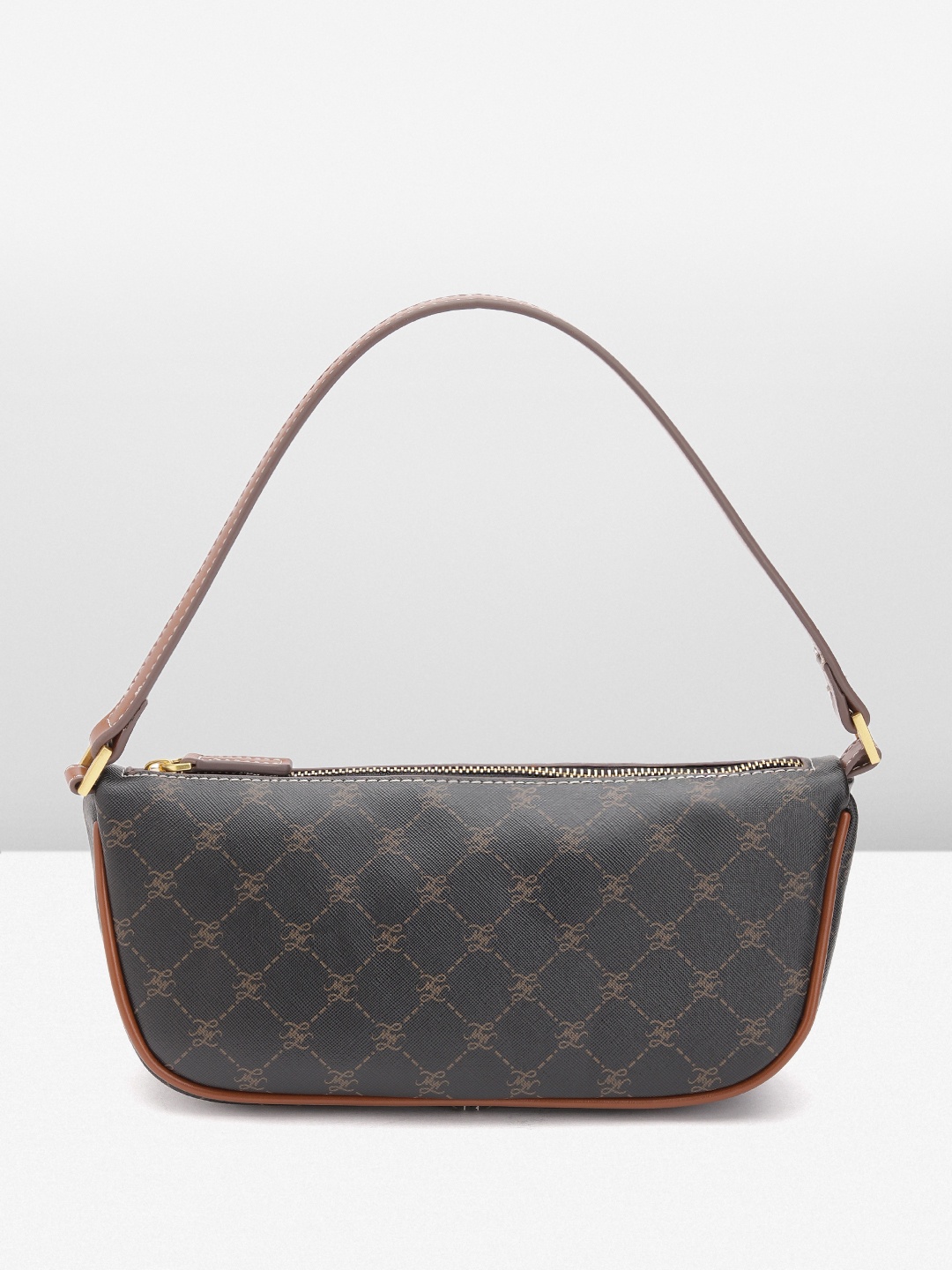 

MANGO Geometric Printed Structured Baguette Bag, Brown