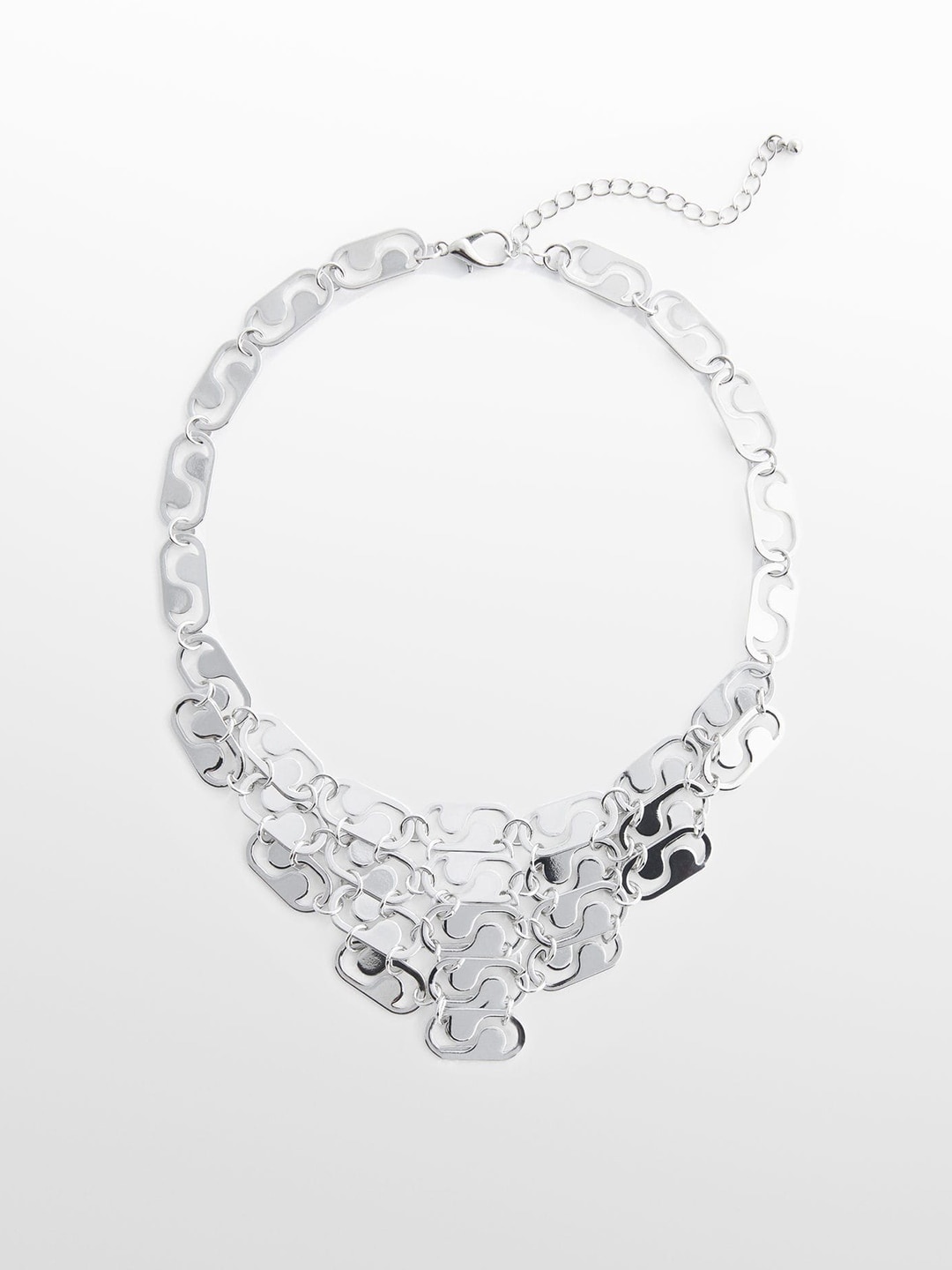 

MANGO Combined Pendants Necklace with Cut-Out Detail, Silver