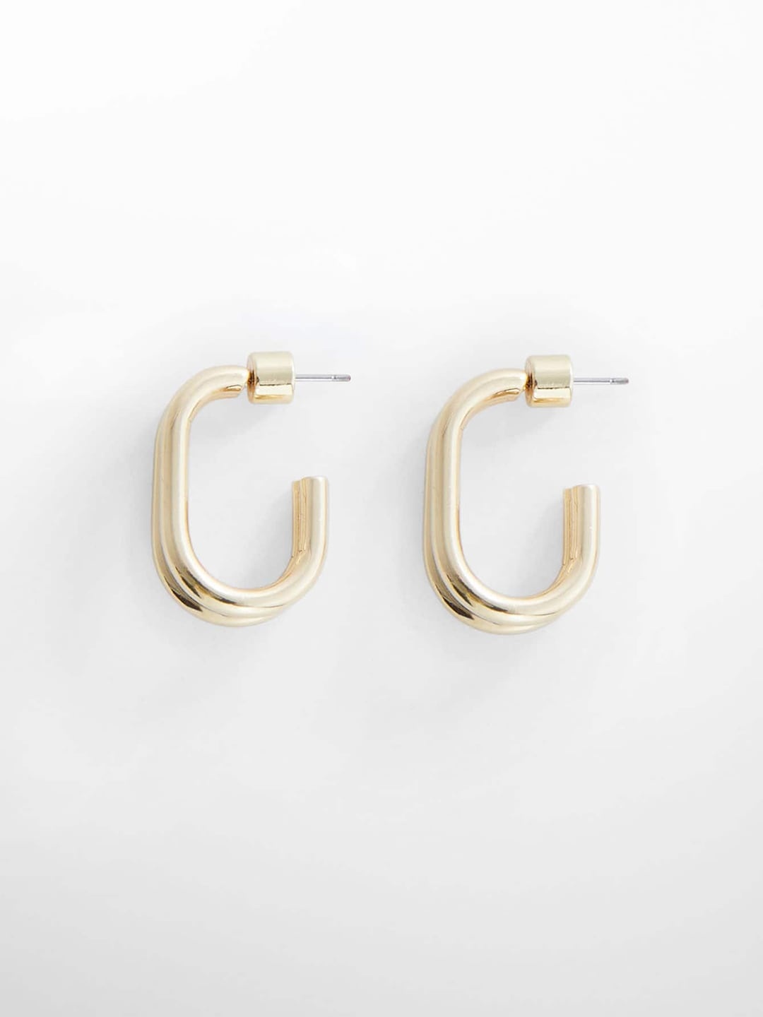 

MANGO Women Oval Shaped Half Hoop Earrings, Gold