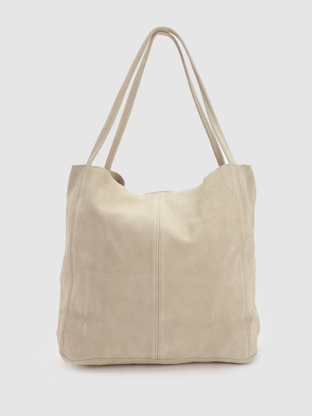 

MANGO Women Suede Sustainable Structured Shoulder Bag, Beige