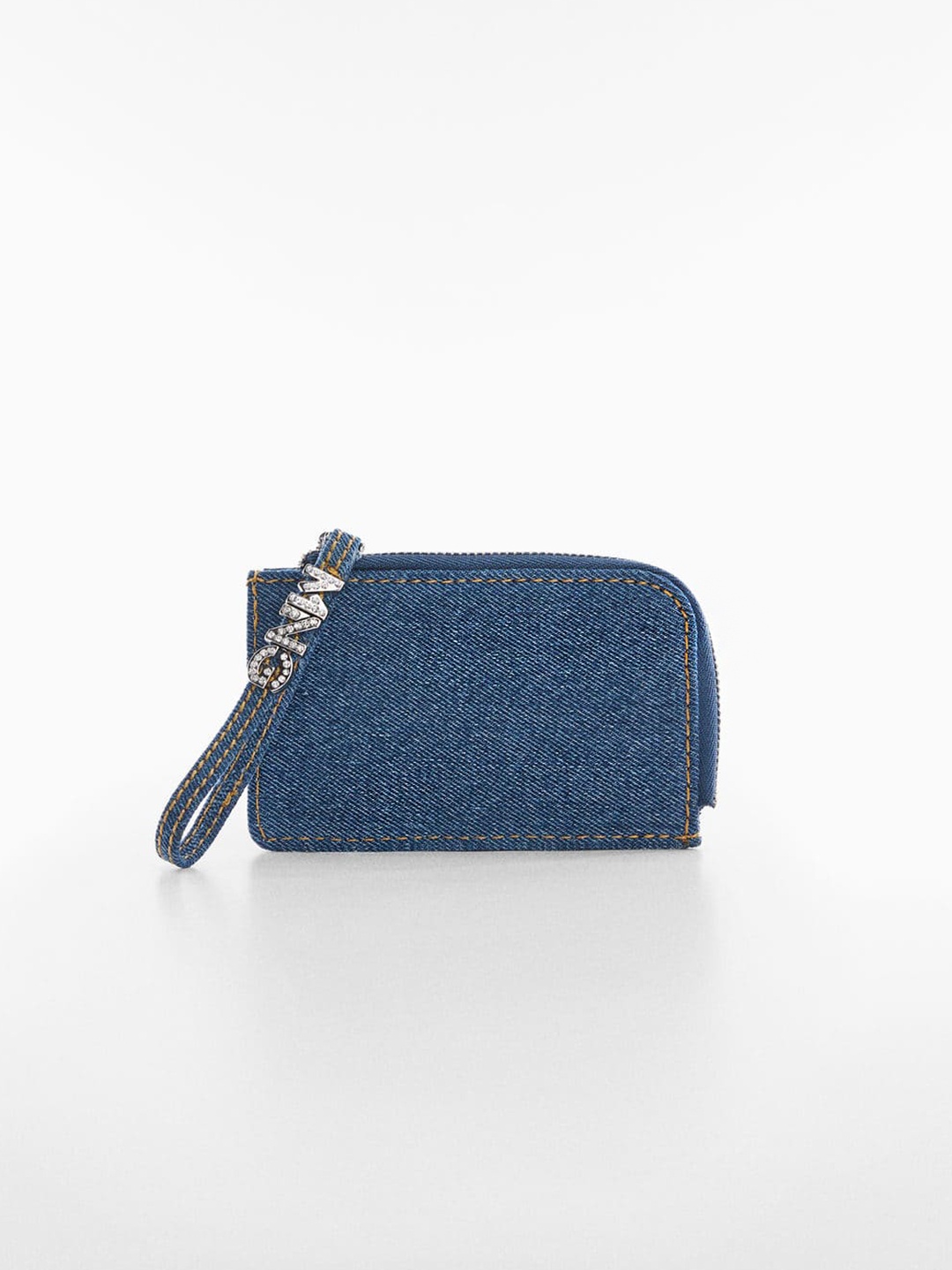 

MANGO Women Denim Fabric Card Holder, Navy blue