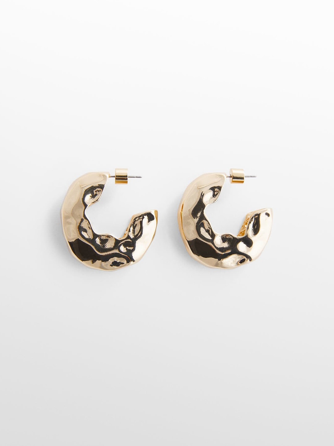 

MANGO Women Textured Design Circular Shaped Sustainable Half Hoop Earrings, Gold