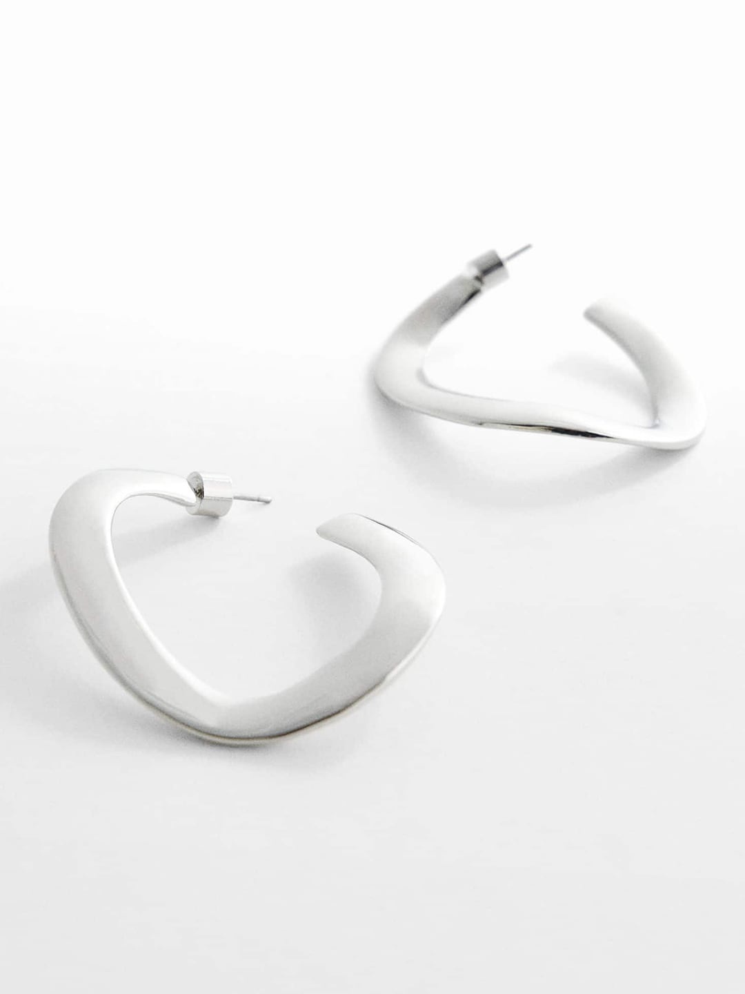 

MANGO Women Circular Shaped Sustainable Half Hoop Earrings, Silver