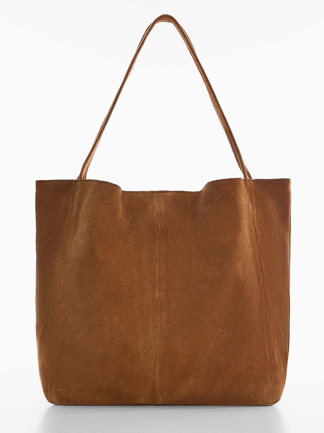 

MANGO Women Suede Sustainable Structured Tote Bag, Brown