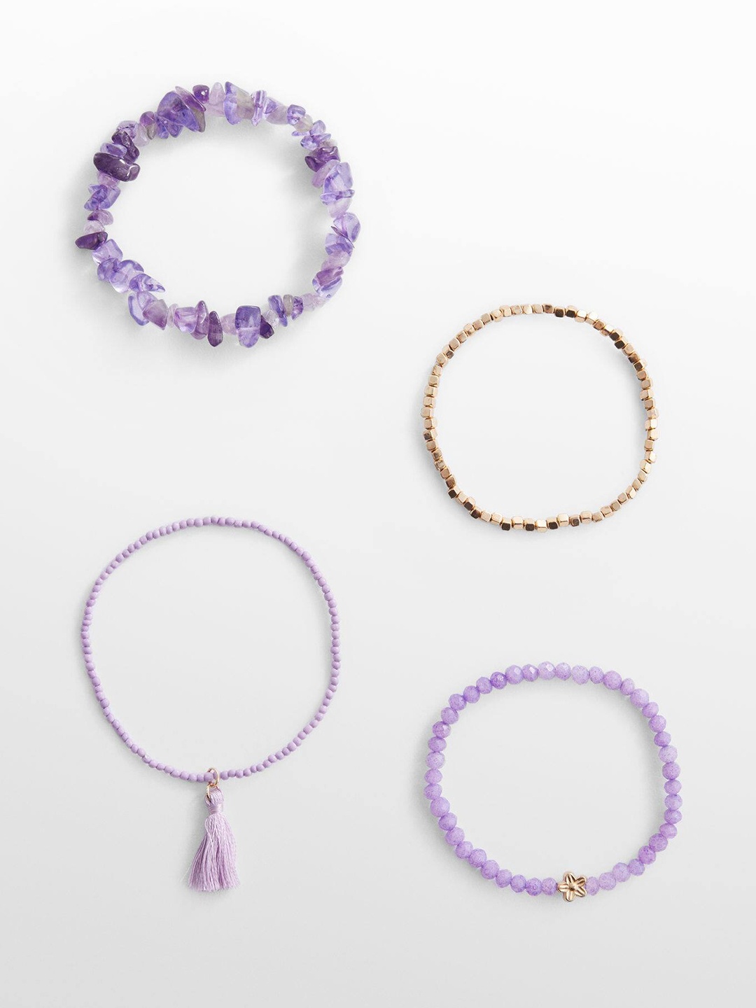 

Mango Kids Girls Set of 4 Beaded Elasticated Bracelets, Lavender