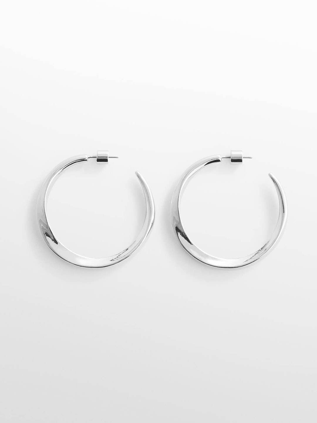 

MANGO Women Circular Shaped Sustainable Half Hoop Earrings, Silver