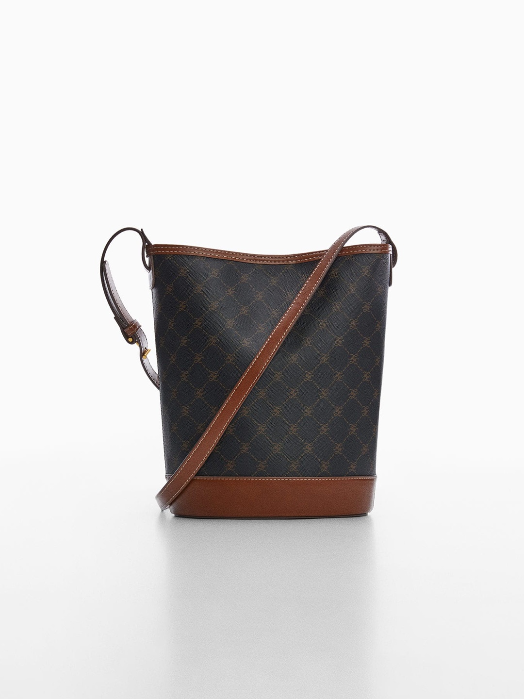 

MANGO Women Brand Logo Printed Bucket Sling Bag, Black