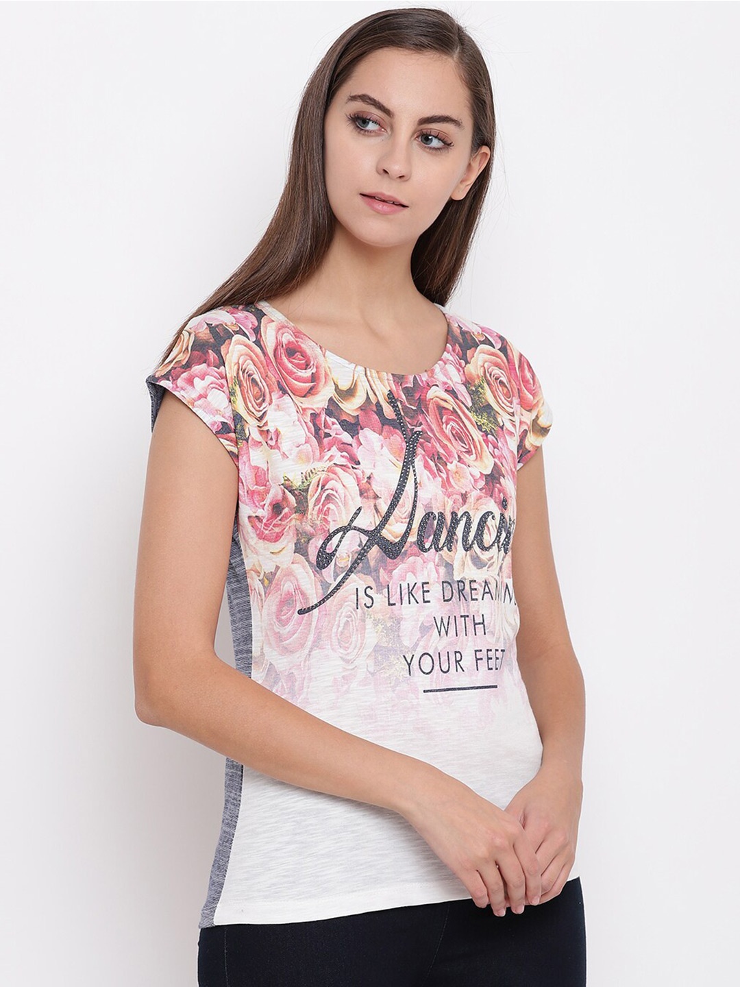 

Miss Grace Graphic Printed Extended Sleeves Top, Pink