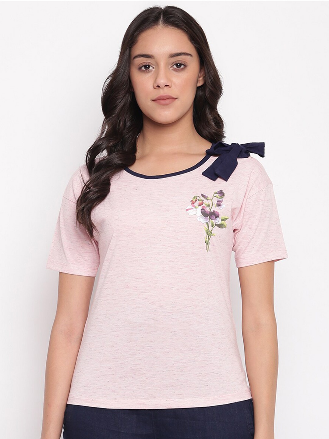 

Miss Grace Round Neck Printed Top, Pink