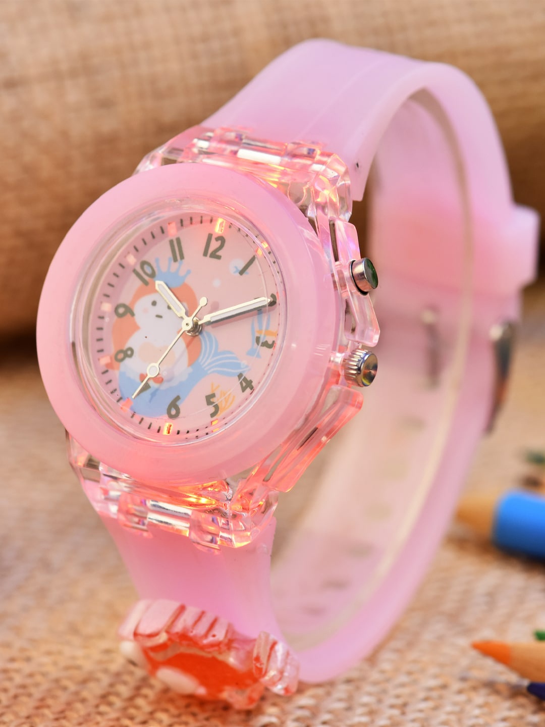 

Shocknshop Printed Dial & Straps Scratch Resistant Analogue Watch LED Fish 327, Pink