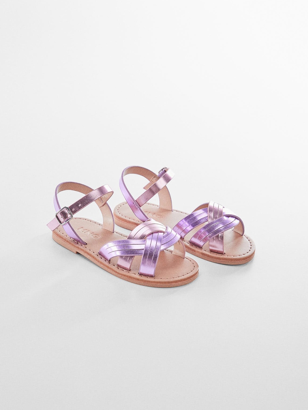 

Mango Kids Girls Criss-Cross Straps Open Toe Flats, Purple