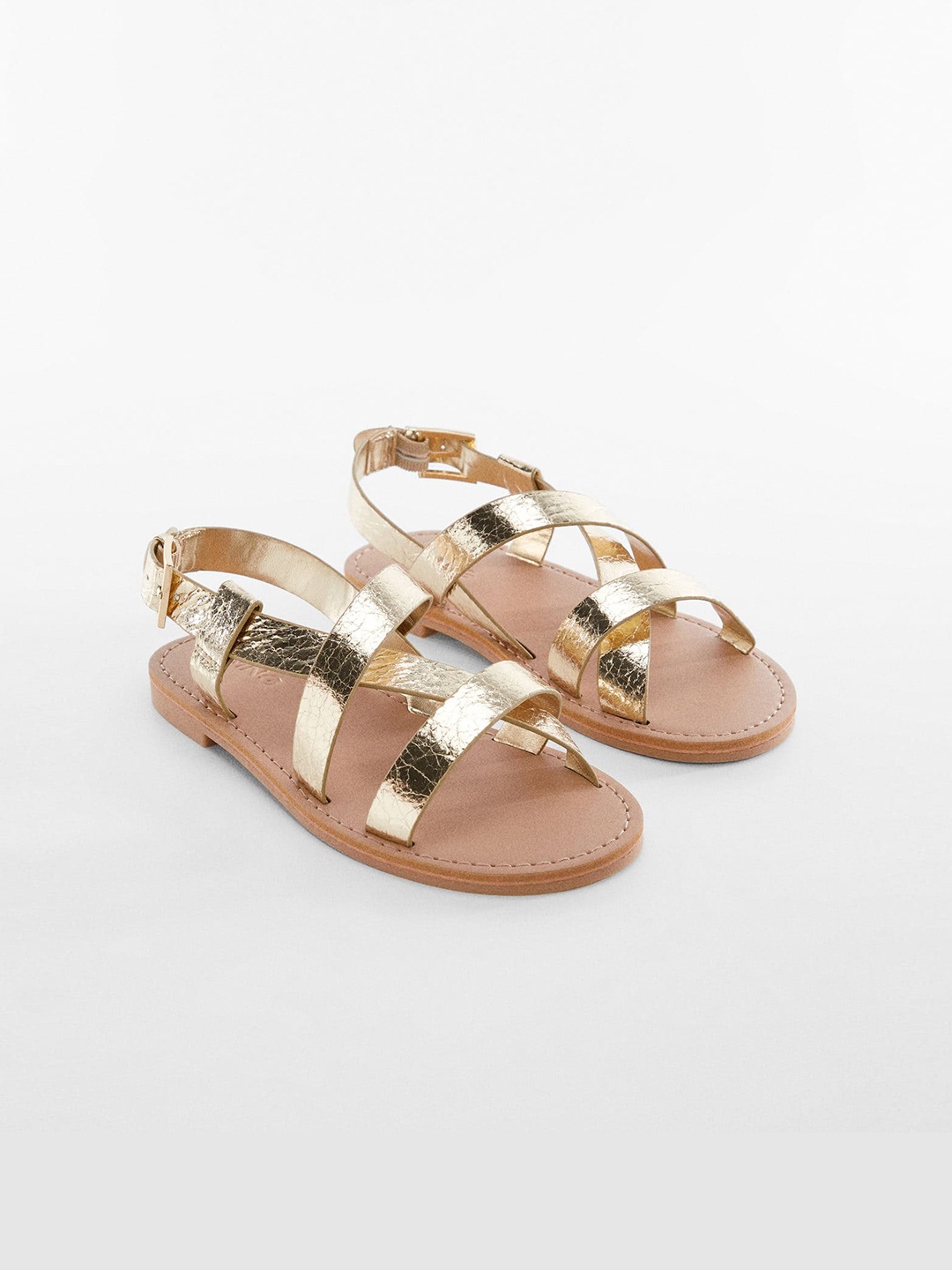 

Mango Kids Girls Open Toe Flats, Gold