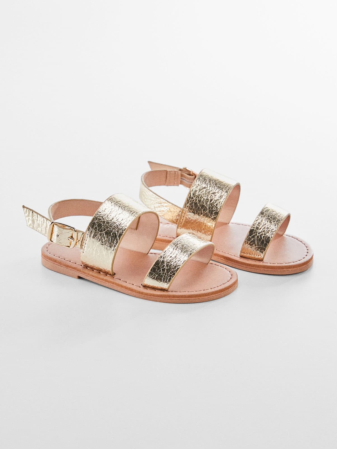 

Mango Kids Girls Open Toe Flats, Gold