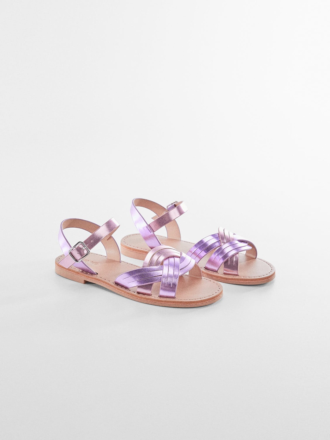 

Mango Kids Girls Criss-Cross Straps Open Toe Flats, Purple