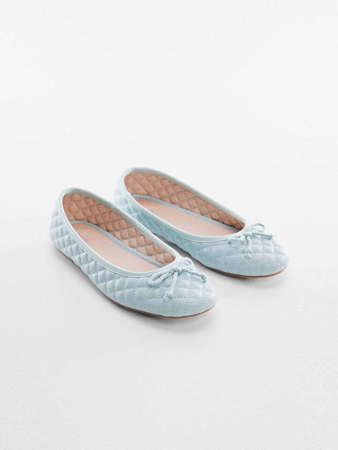 

Mango Kids Girls Quilted Ballerinas with Bow Detail, Blue
