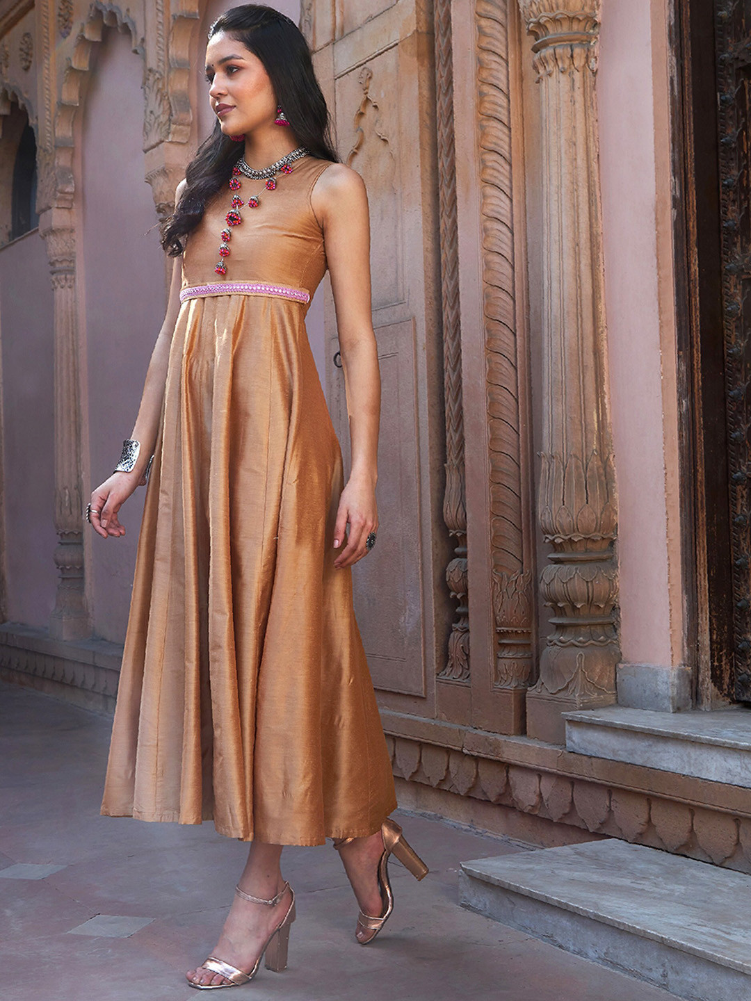 

Shae by SASSAFRAS Laced Long Anarkali Maxi Dress, Beige