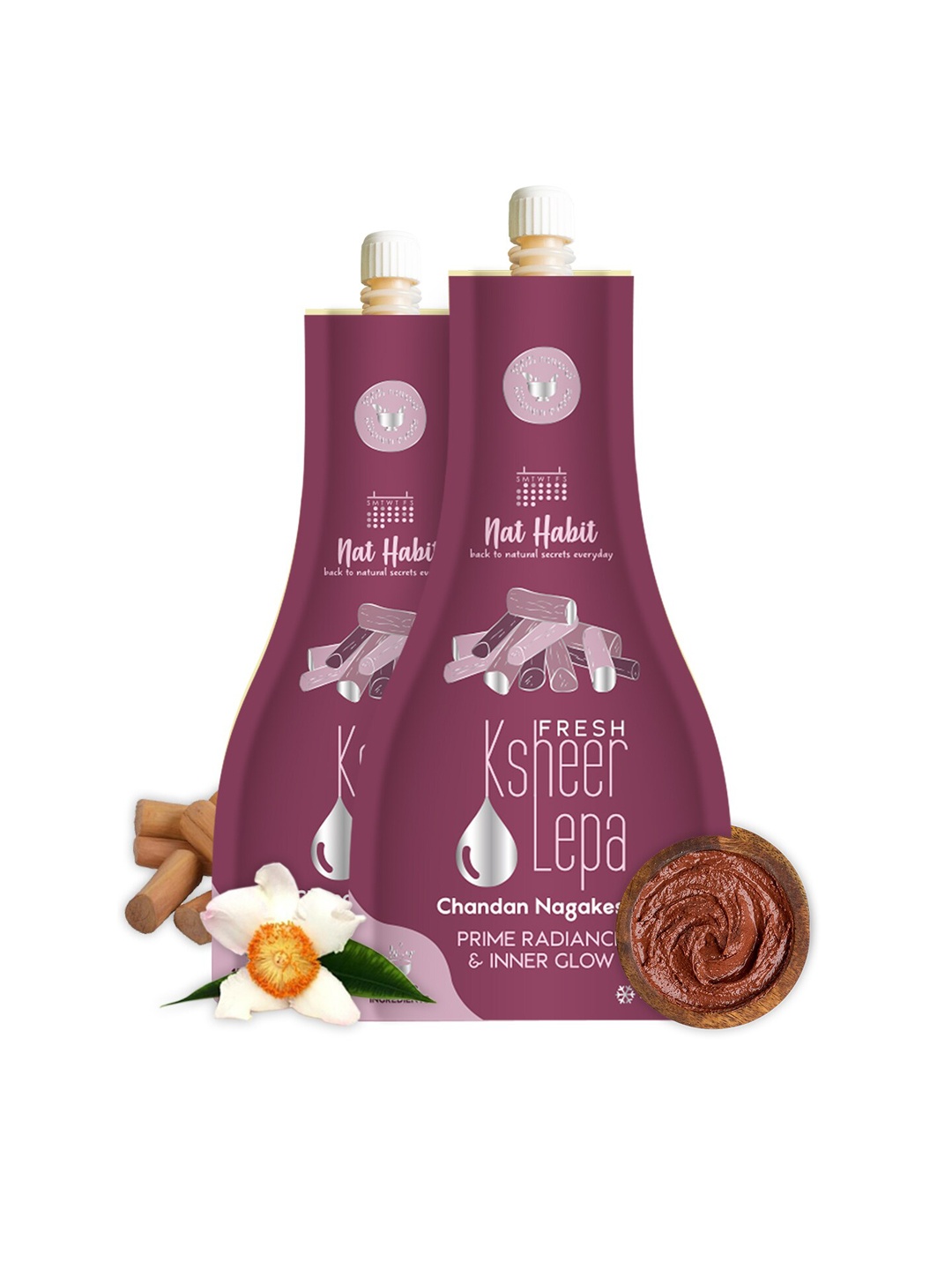 

Nat Habit Set Of 2 Chandan Nagakesar Fresh Ksheer Lepa for Radiance & Glow - 40g each, Purple