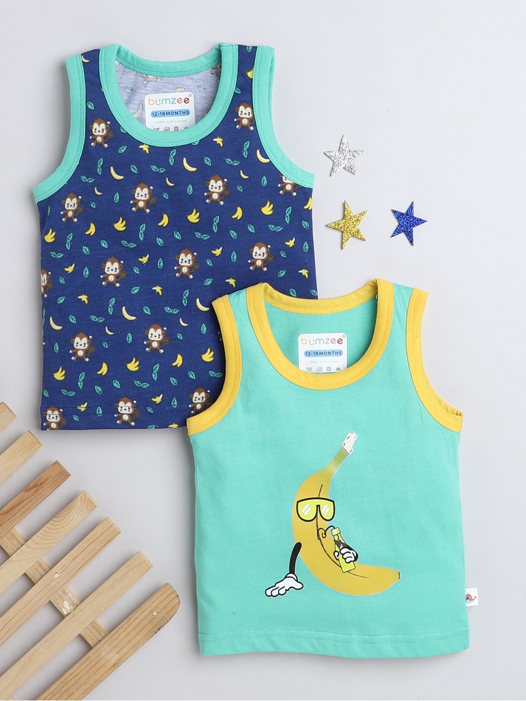 

BUMZEE Boys Pack Of 2 Conversational Printed T-shirt, Navy blue