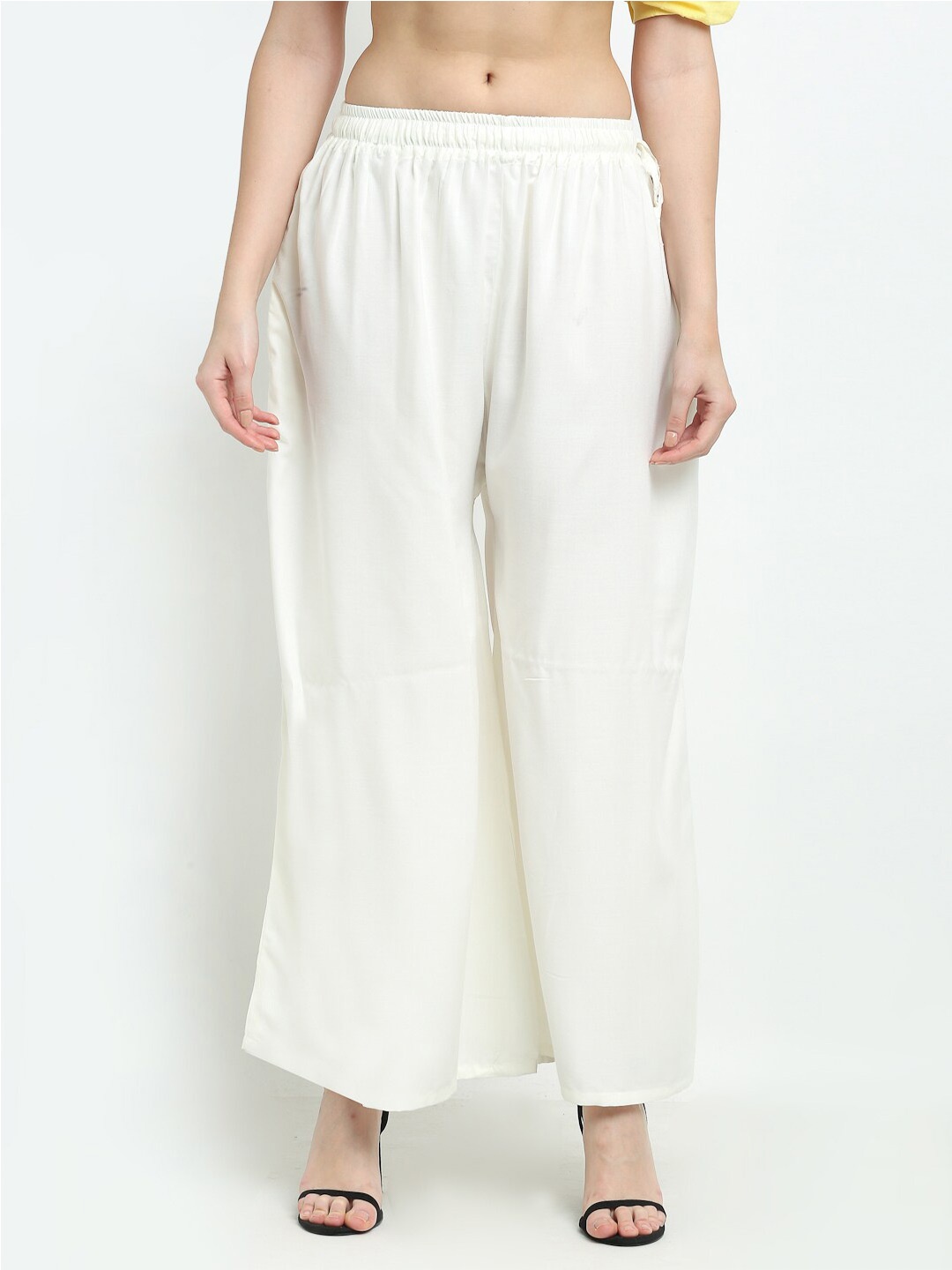 

TAG 7 Women Flared Ethnic Palazzos, Off white