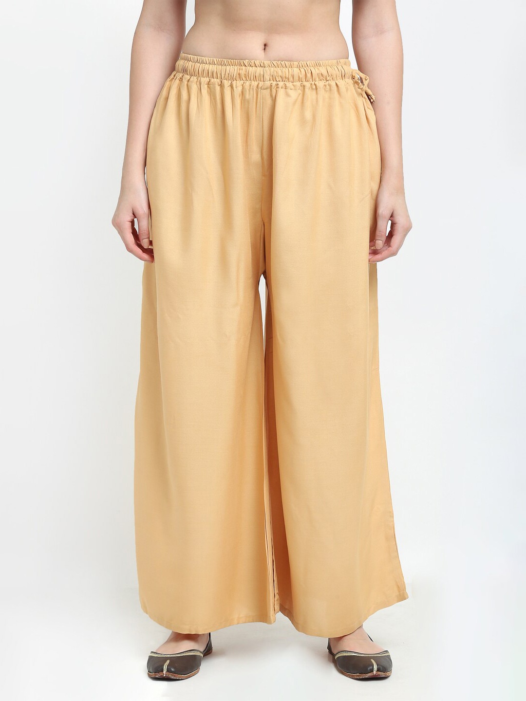 

TAG 7 Women Flared Ethnic Palazzos, Beige