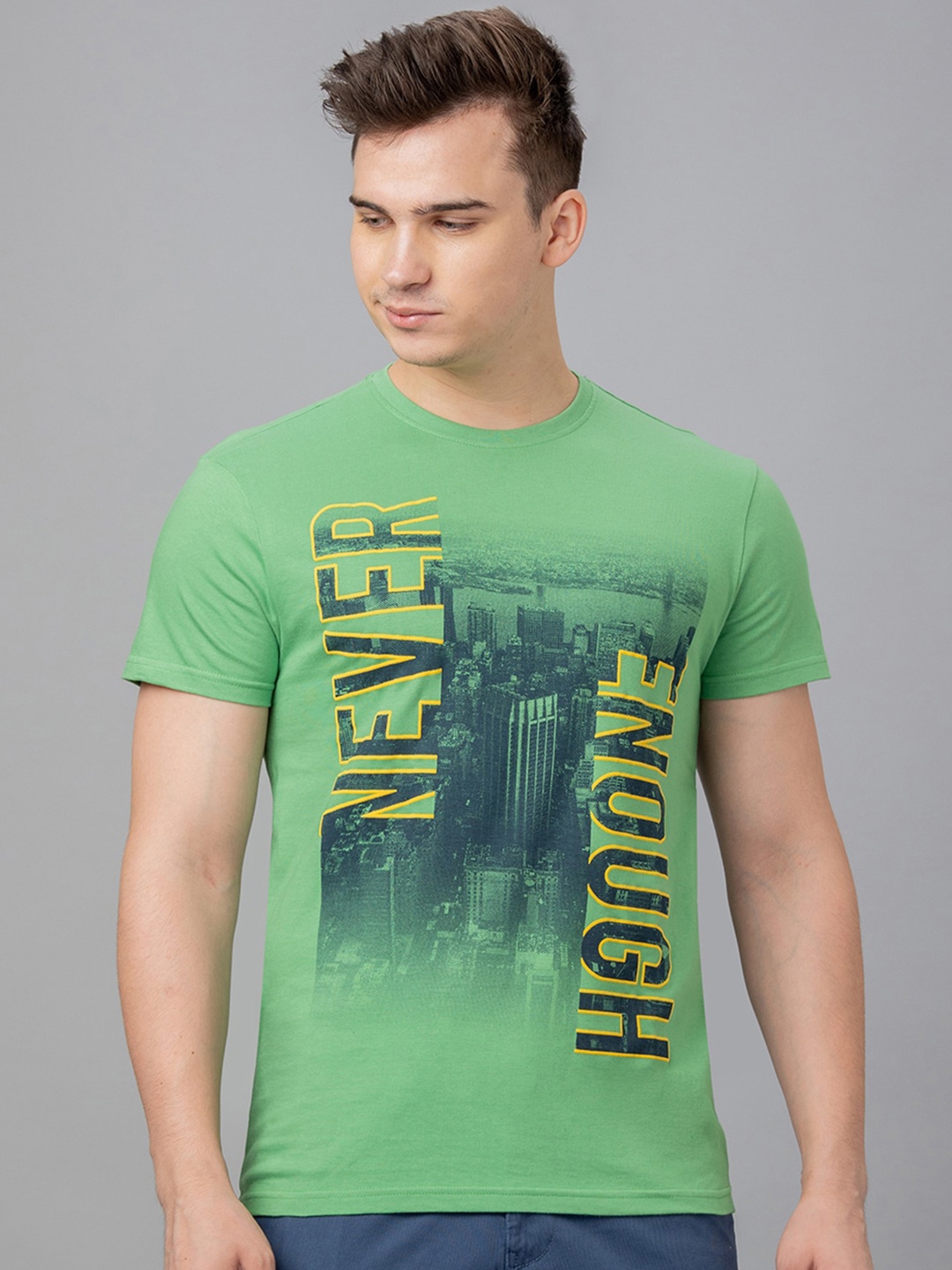 

Globus Typography Printed Pure Cotton T-shirt, Green