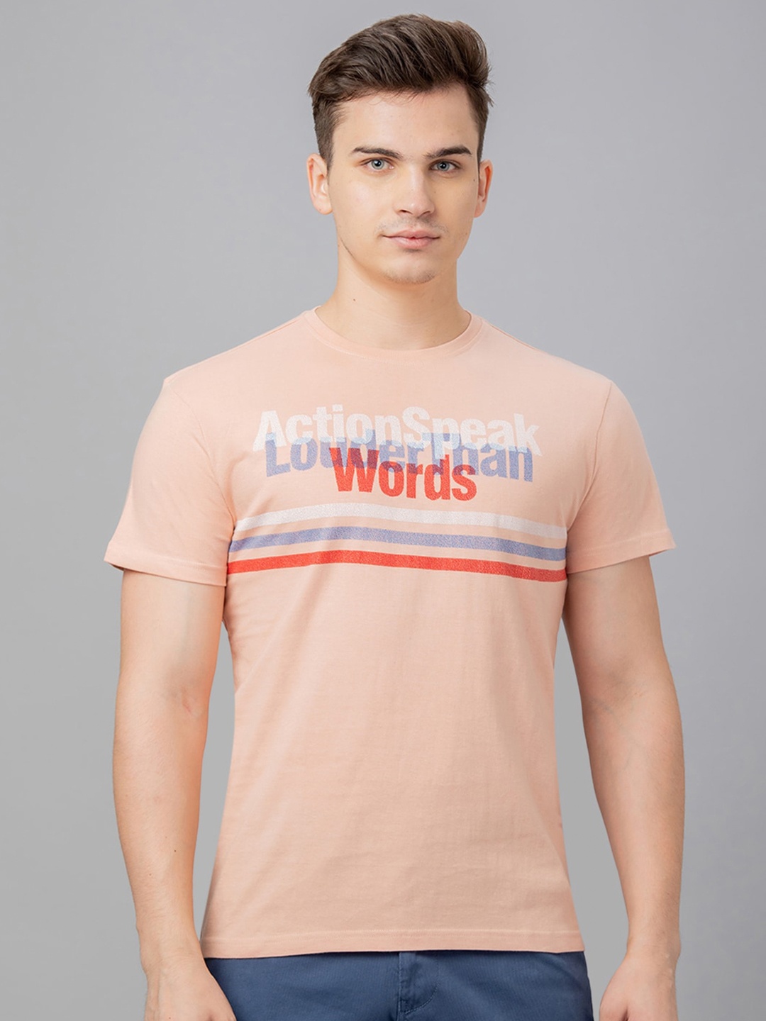 

Globus Typography Printed Pure Cotton T-shirt, Peach
