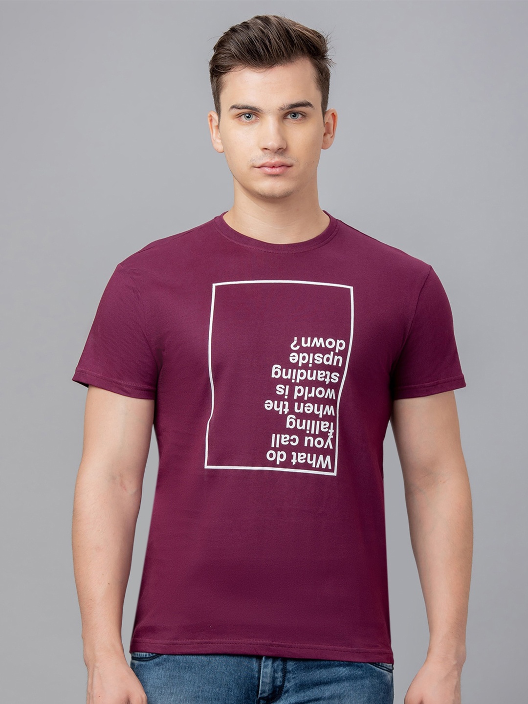 

Globus Typography Printed Pure Cotton T-shirt, Burgundy