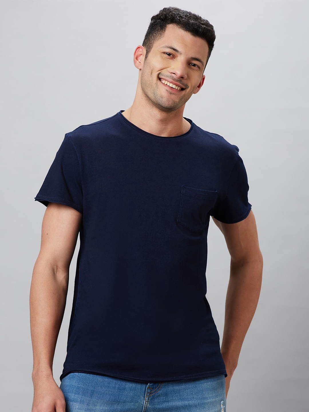 

Globus Round Neck Pure Cotton T-shirt, Navy blue