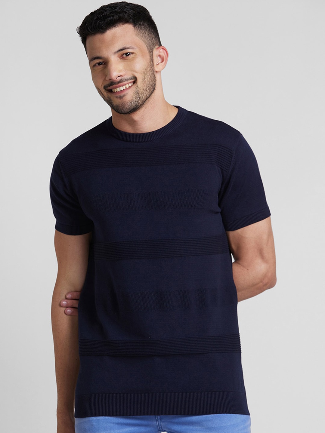 

Globus Self Design Pure Cotton T-shirt, Navy blue