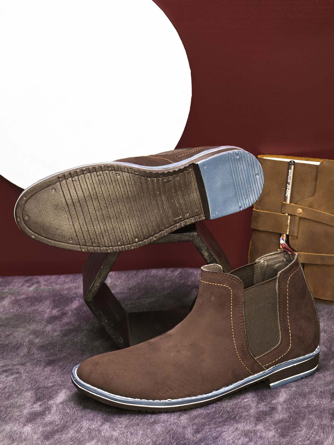 

Mast & Harbour Men Mid Top Block Heel Chelsea Boots, Brown