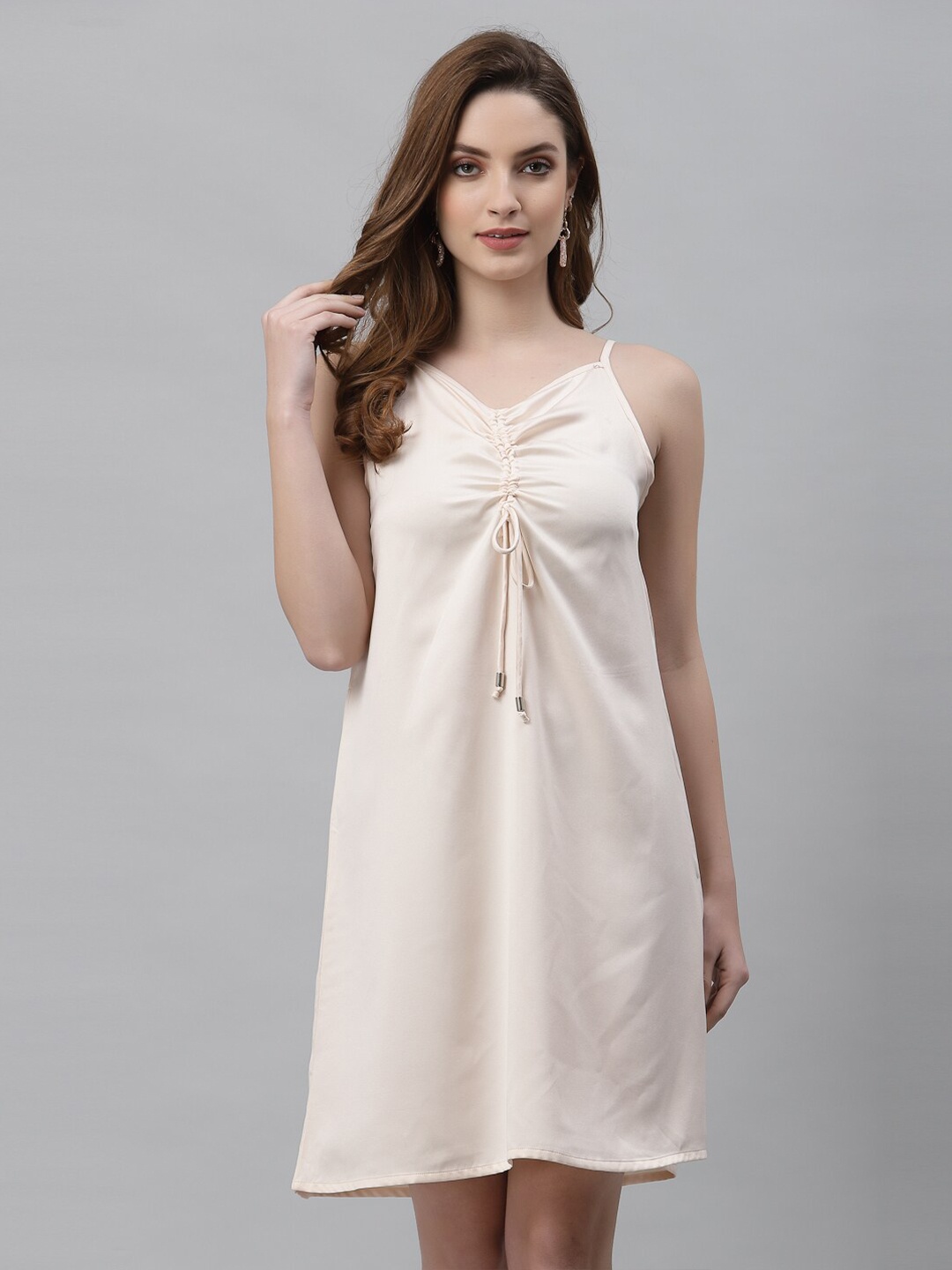 

NEUDIS V Neck Satin Nightdress, Beige