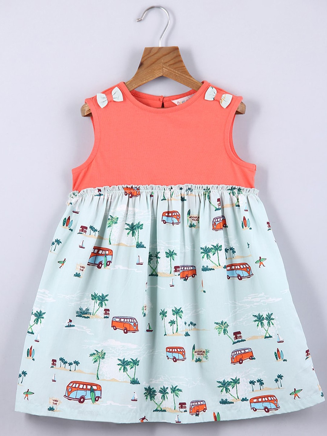 

Beebay Infant Girls Print Dress with Bows, Orange