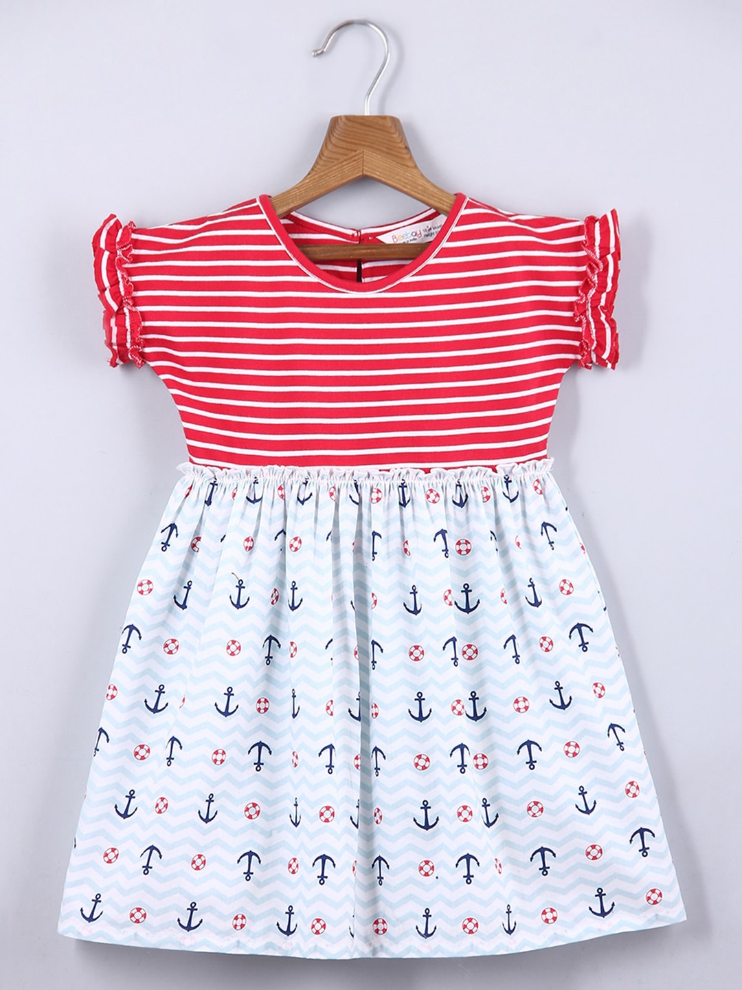 

Beebay Girls Anchor & Striped Print Dress, Red
