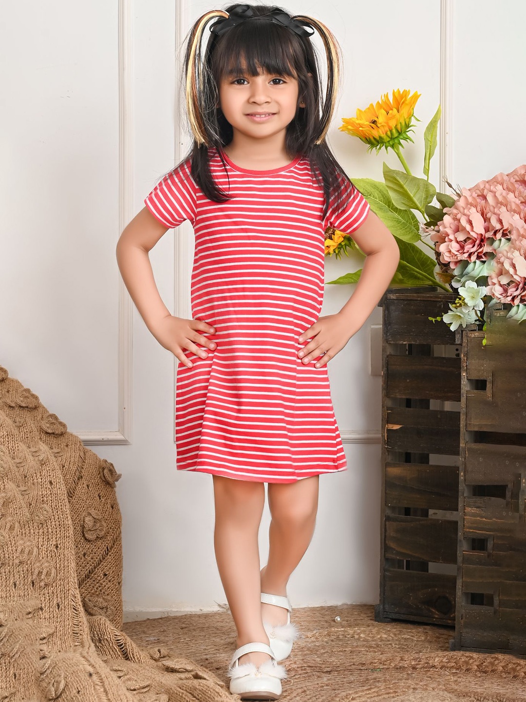 

Beebay A-line Striped Jersey Dress, Red