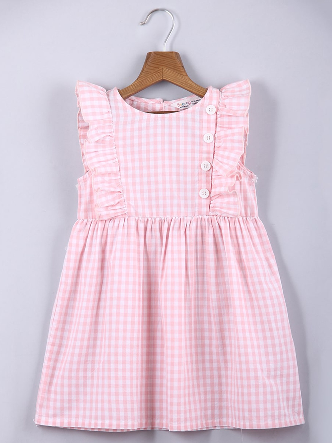 

Beebay Girls Gingham Check Ruffle Dress, Pink