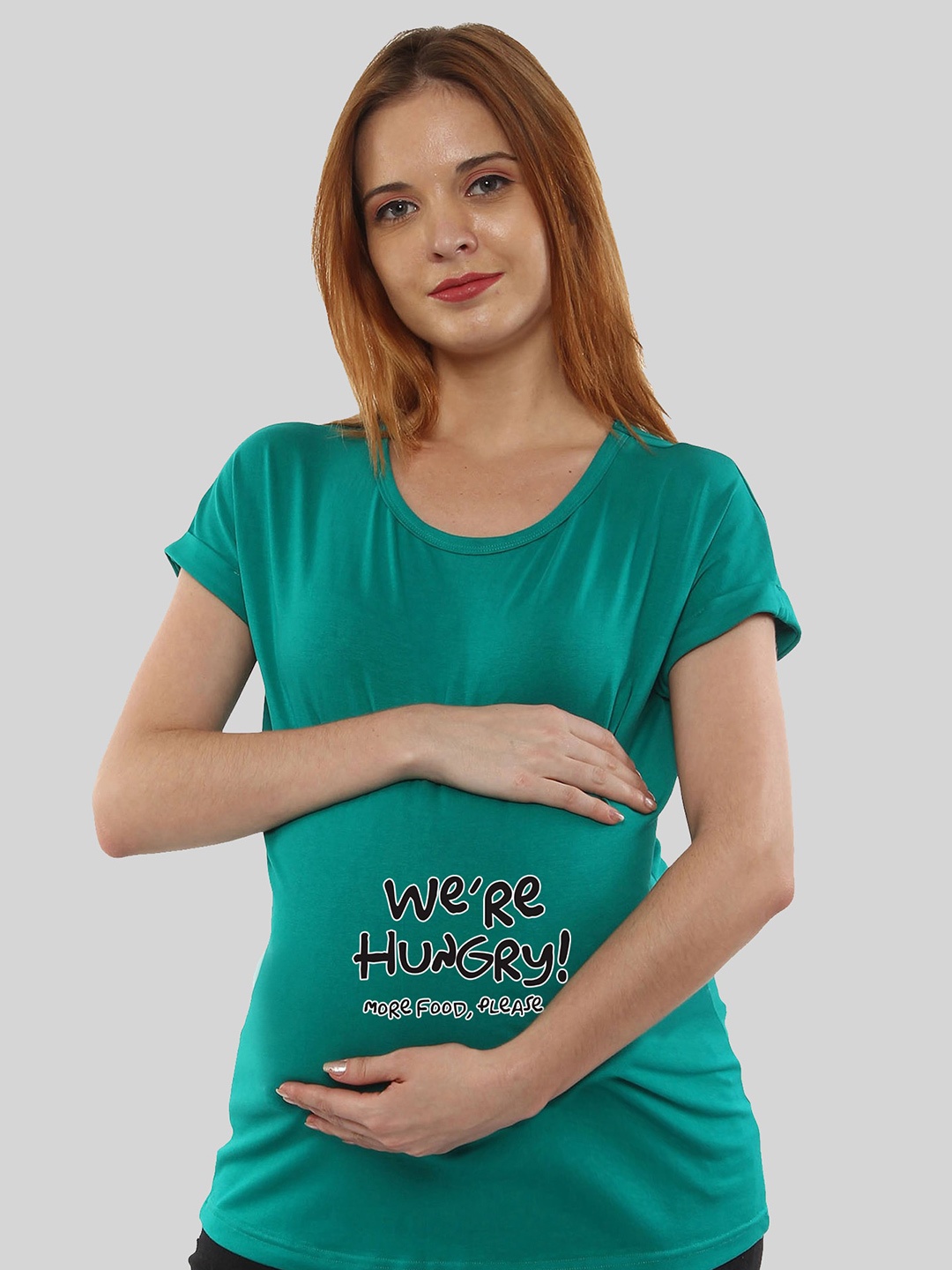 

SillyBoom Typography Printed Cotton Maternity T-shirt, Teal