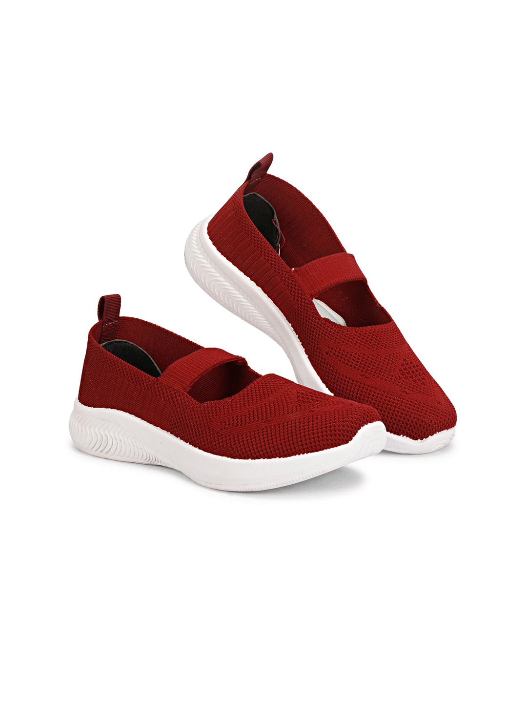 

KRAASA Women Woven Design Slip On Sneakers, Maroon