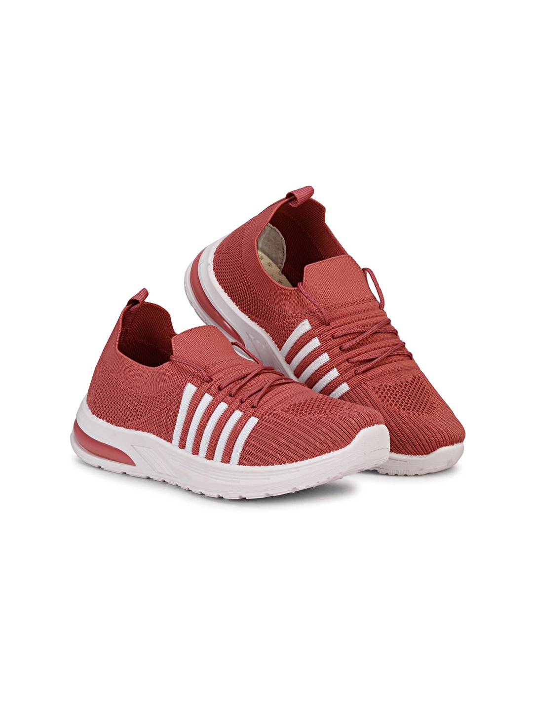 

KRAASA Women Striped Sneakers, Red