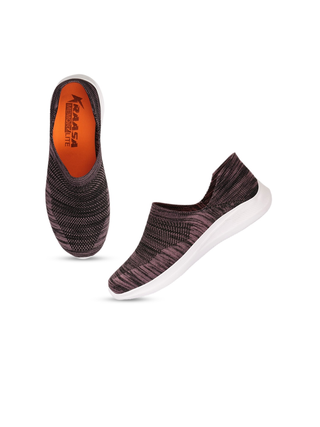 

KRAASA Women Mesh Comfort Insole Contrast Sole Slip On Sneakers, Purple